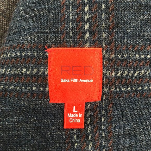 RED Saks Fifth Avenue Men's Size Large Blue Rust Wool Blend Blazer Jacket - Picture 7 of 12